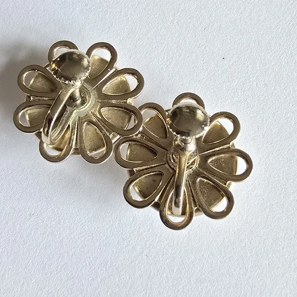 Vintage sail boat earrings screwback reverse carved painted bubble sailboat - Picture 8 of 13